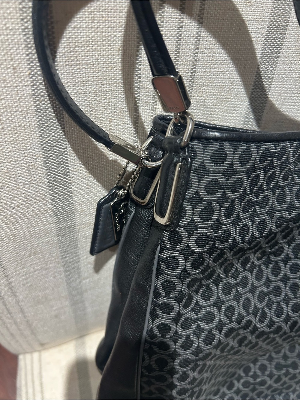 Coach Black & Gray Signature Jacquard Shoulder Bag